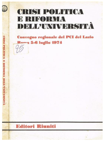 Copertina di Crisi politica e riforma dell'università.